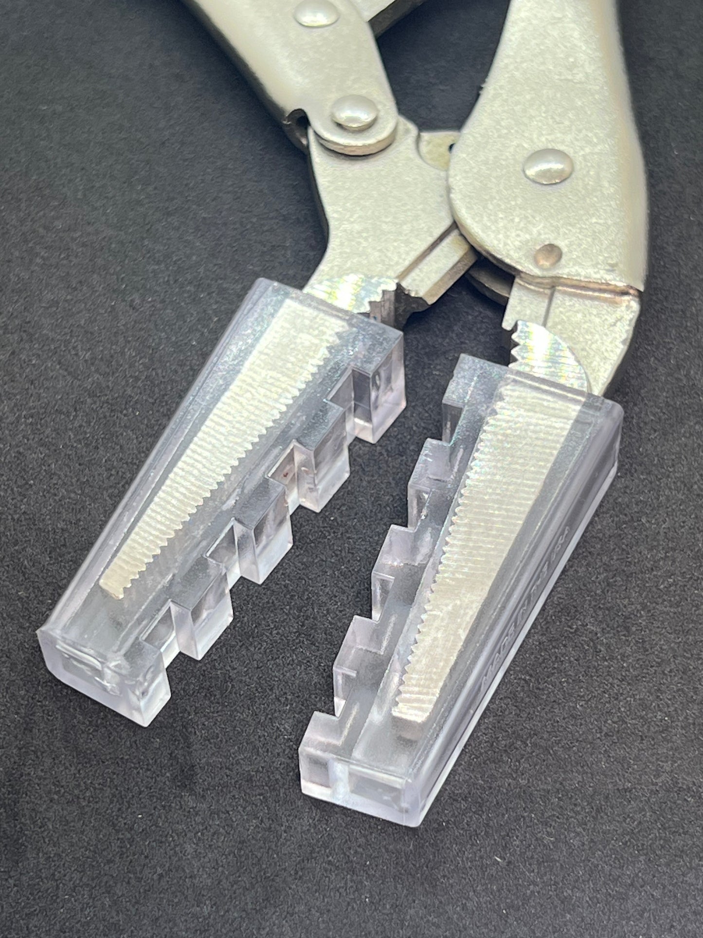 Made In The USA: Notched Polycarbonate Plier Jaw Covers For 9" Long Nose Vise Grip